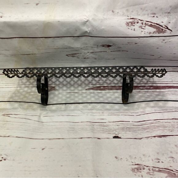 Mid Century Black Perforated Metal Shelf and Matching Candlestand - Picture 6 of 10